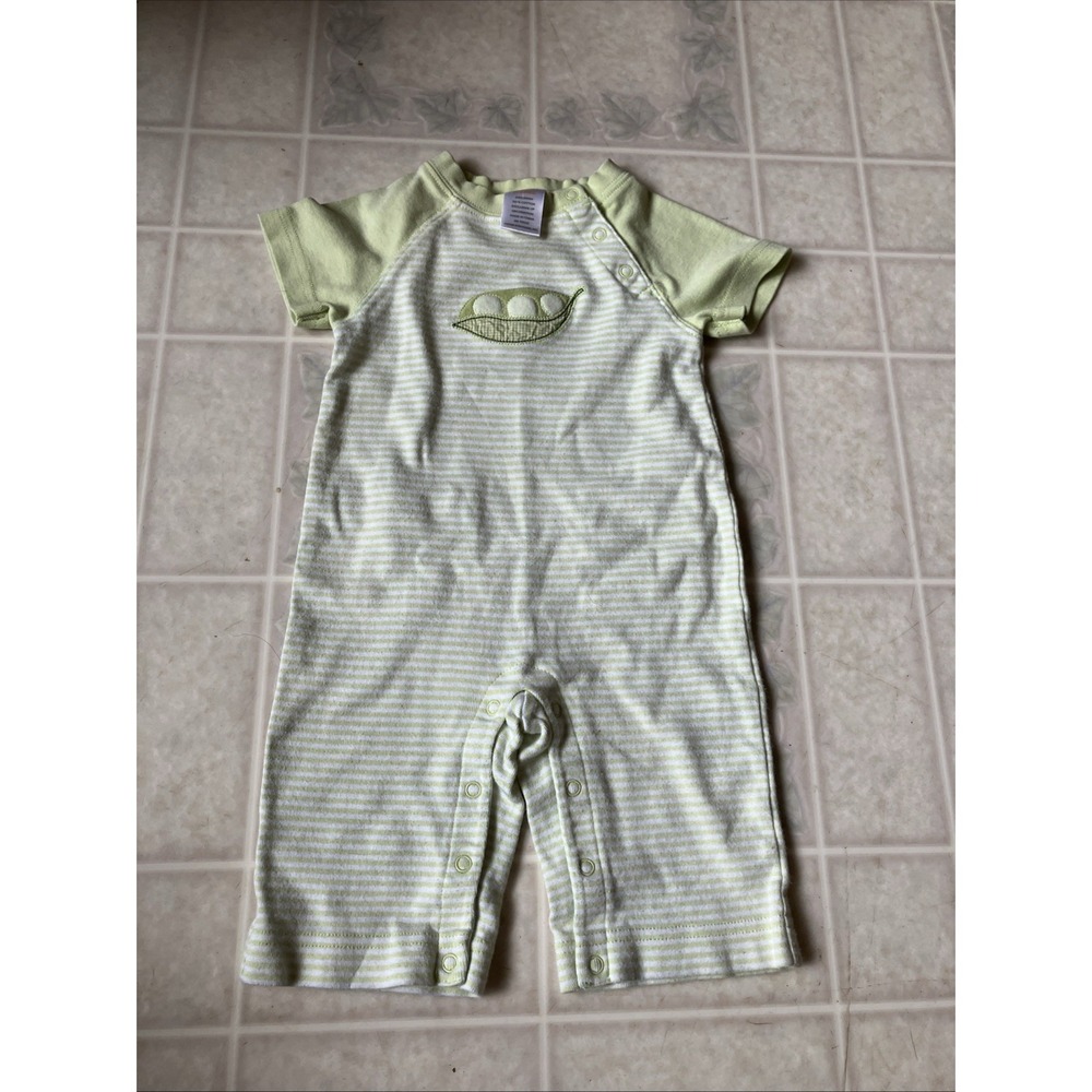 Gymboree Vintage Sweet Pea Green Striped Short Sleeve Romper, 0-3 mo. 240268084